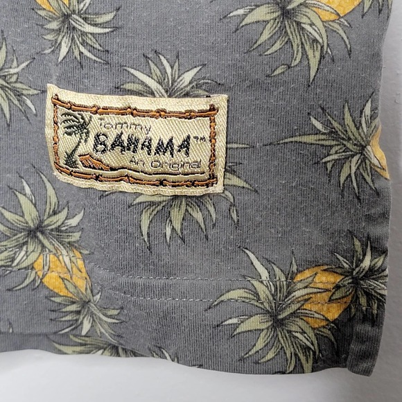 Vintage Tommy Bahama Mens Gray Hawaiian Pineapple Soft Cotton Polo Shirt Medium - Picture 4 of 6